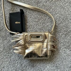 NWT - Maje Metallic Gold Mini Fringe Bag